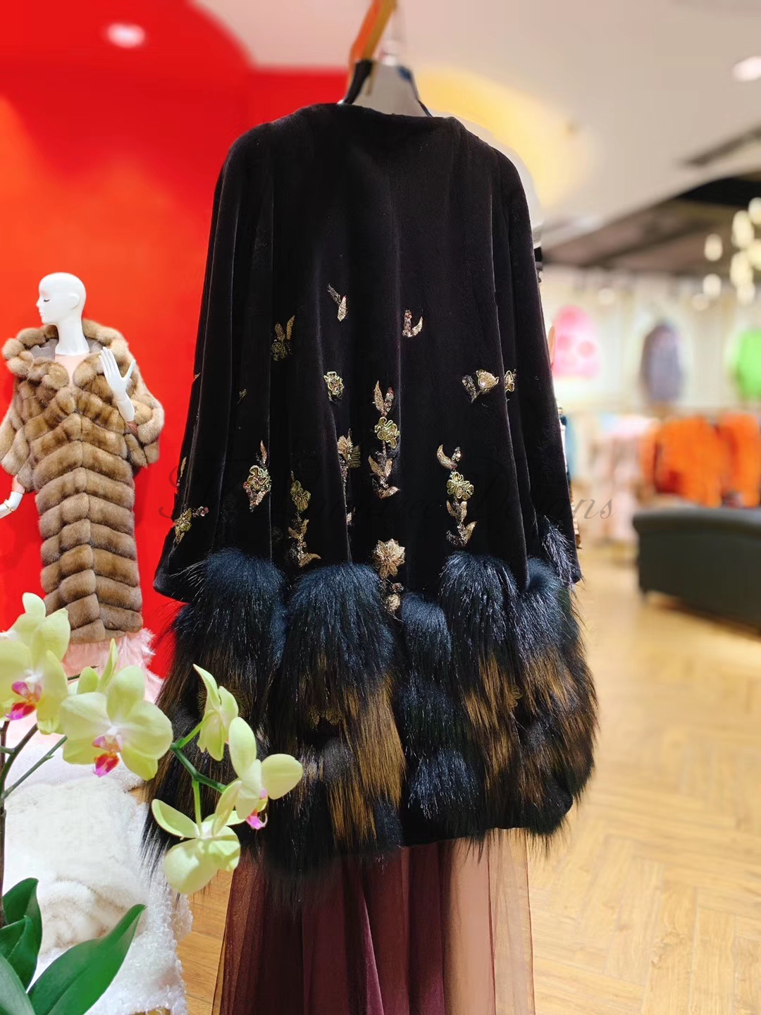 Danish mink and fox fur coat