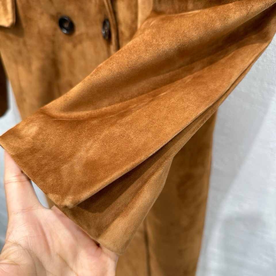 Suede trench coat