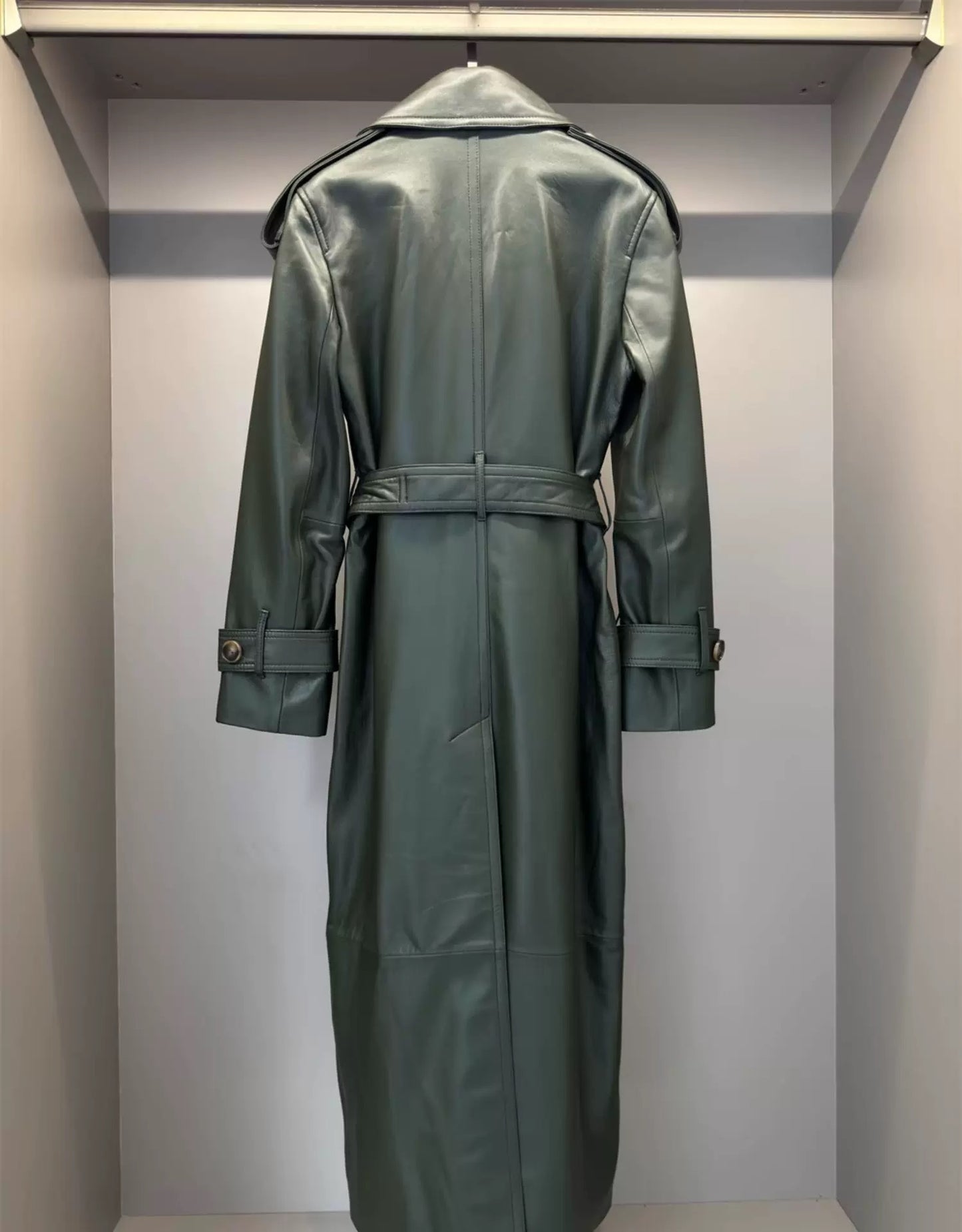 Leather trench coat