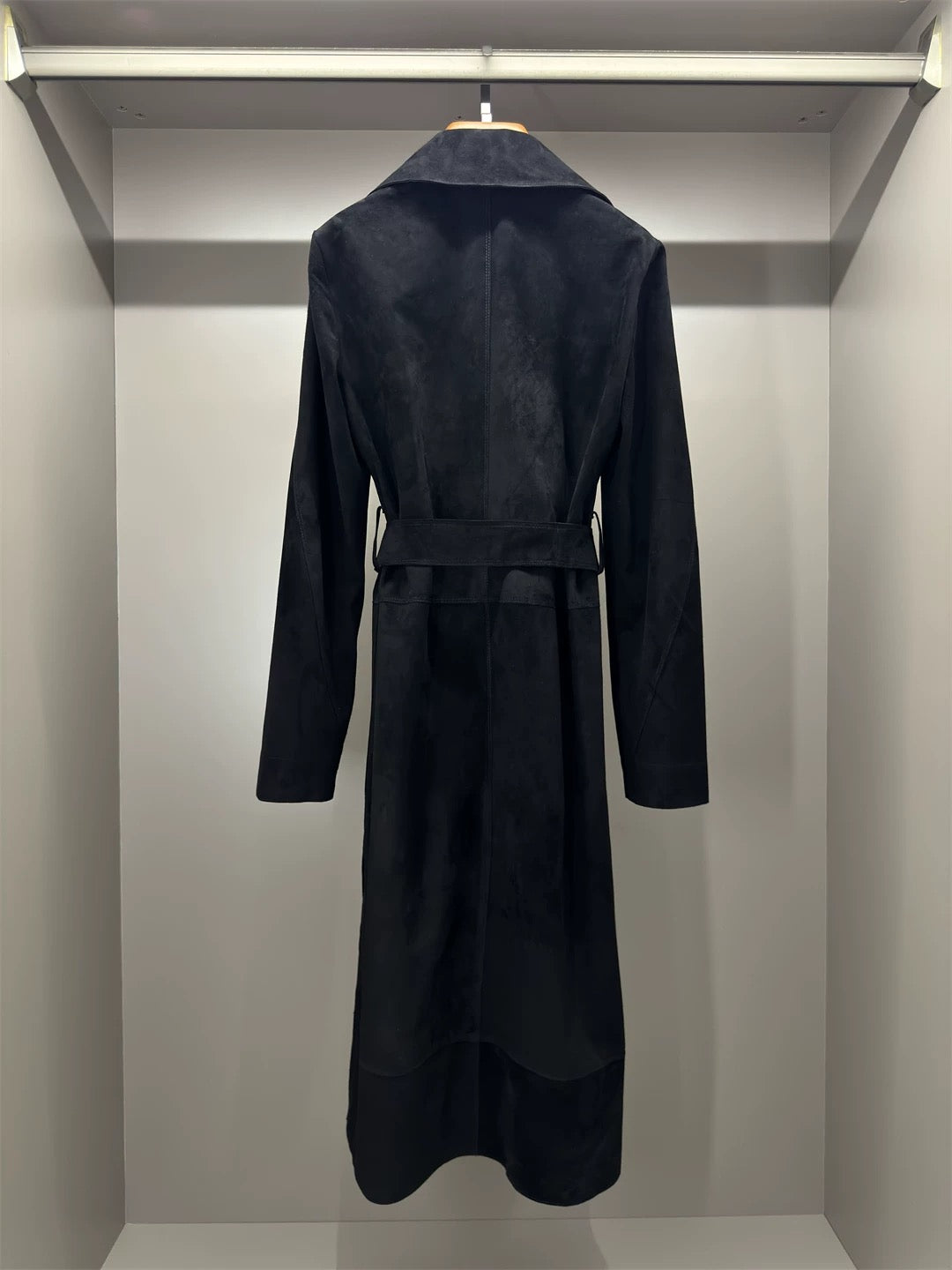 Suede trench coat