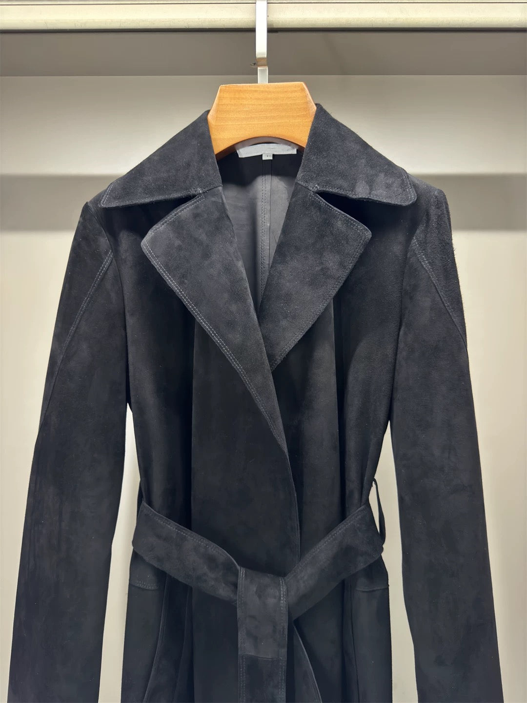 Suede trench coat