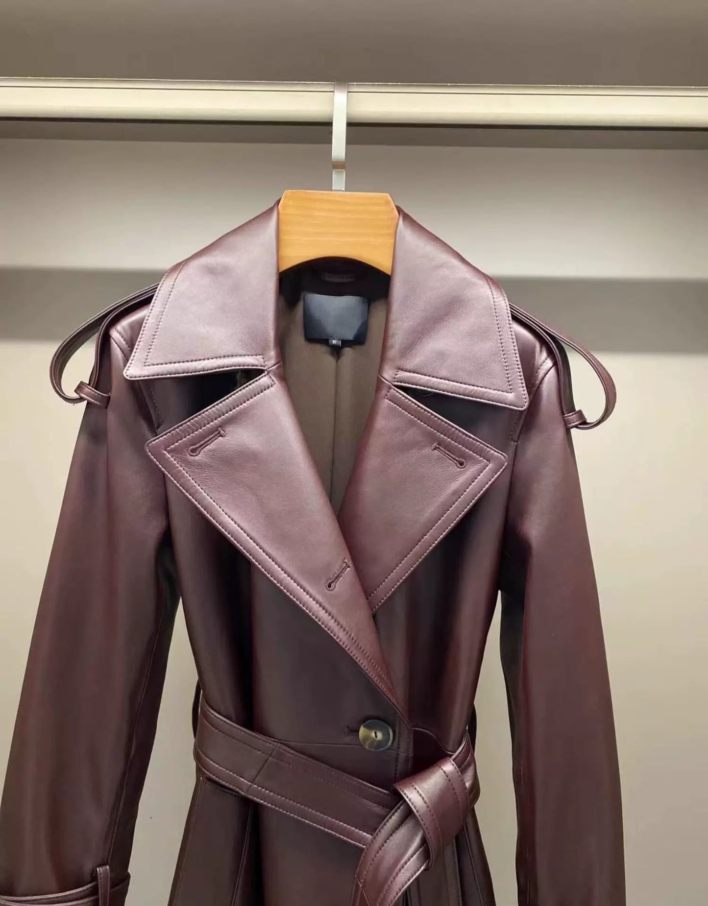 Leather trench coat