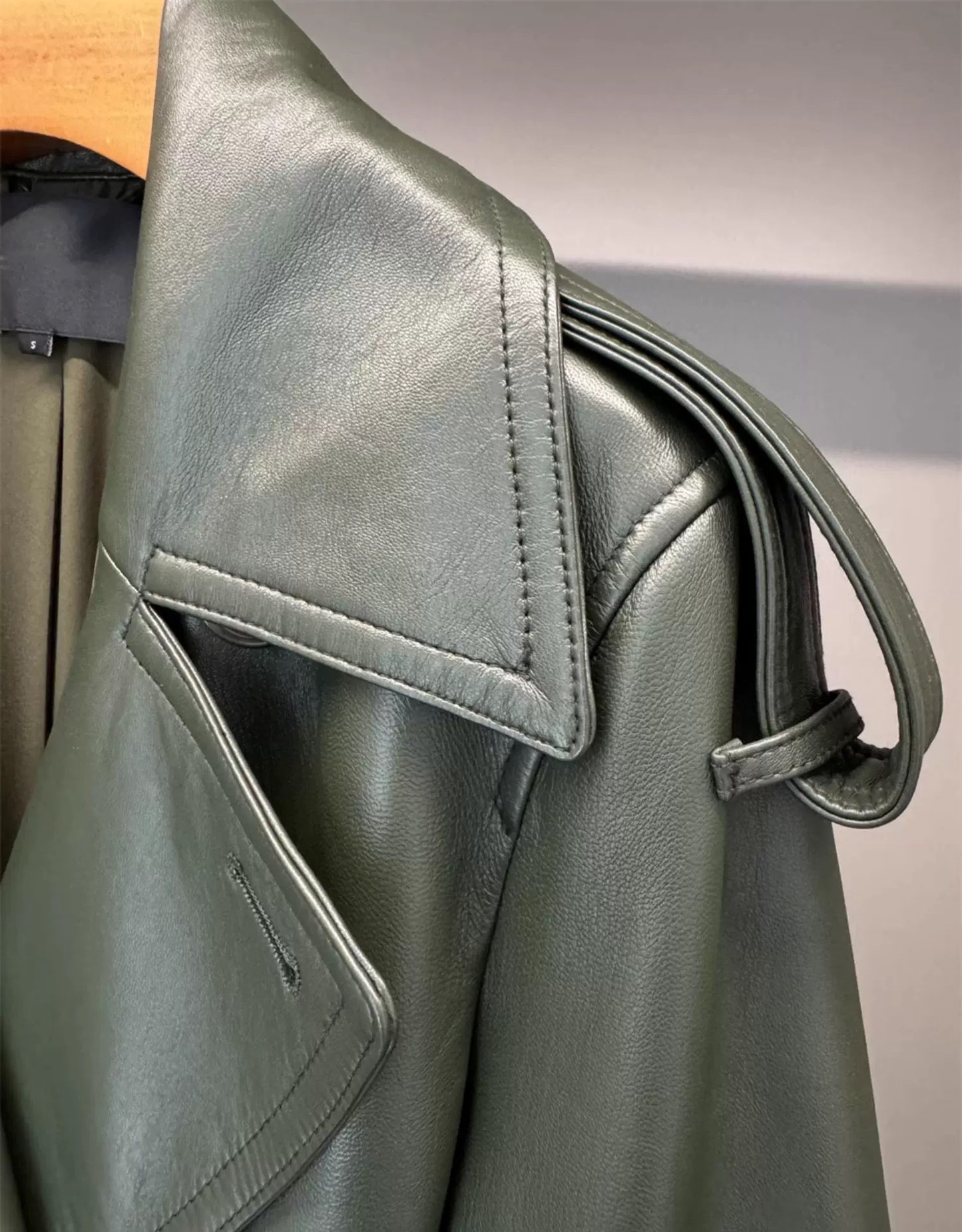 Leather trench coat