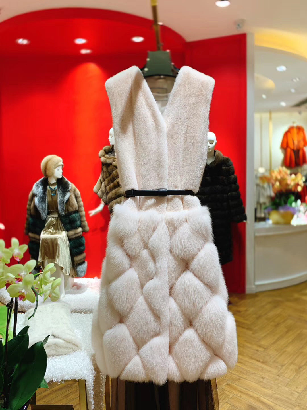 Danish mink and fox sleeveless jacket