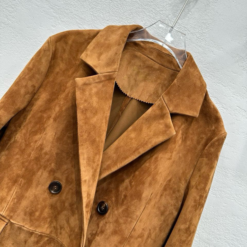 Suede trench coat