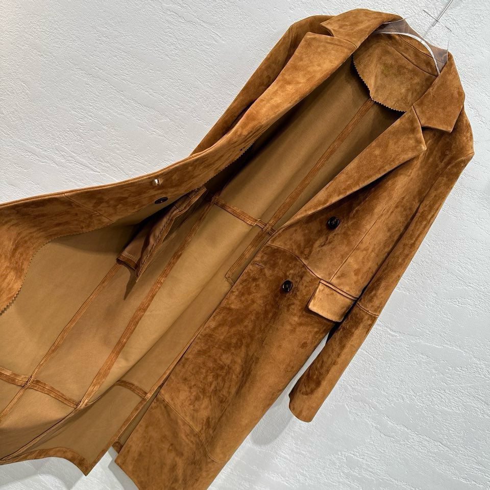 Suede trench coat