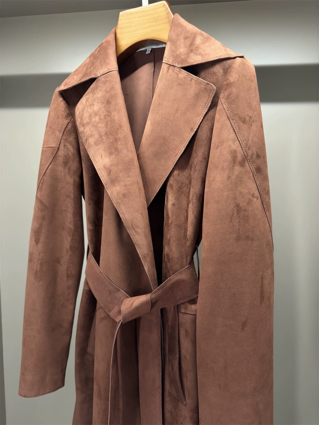 Suede trench coat