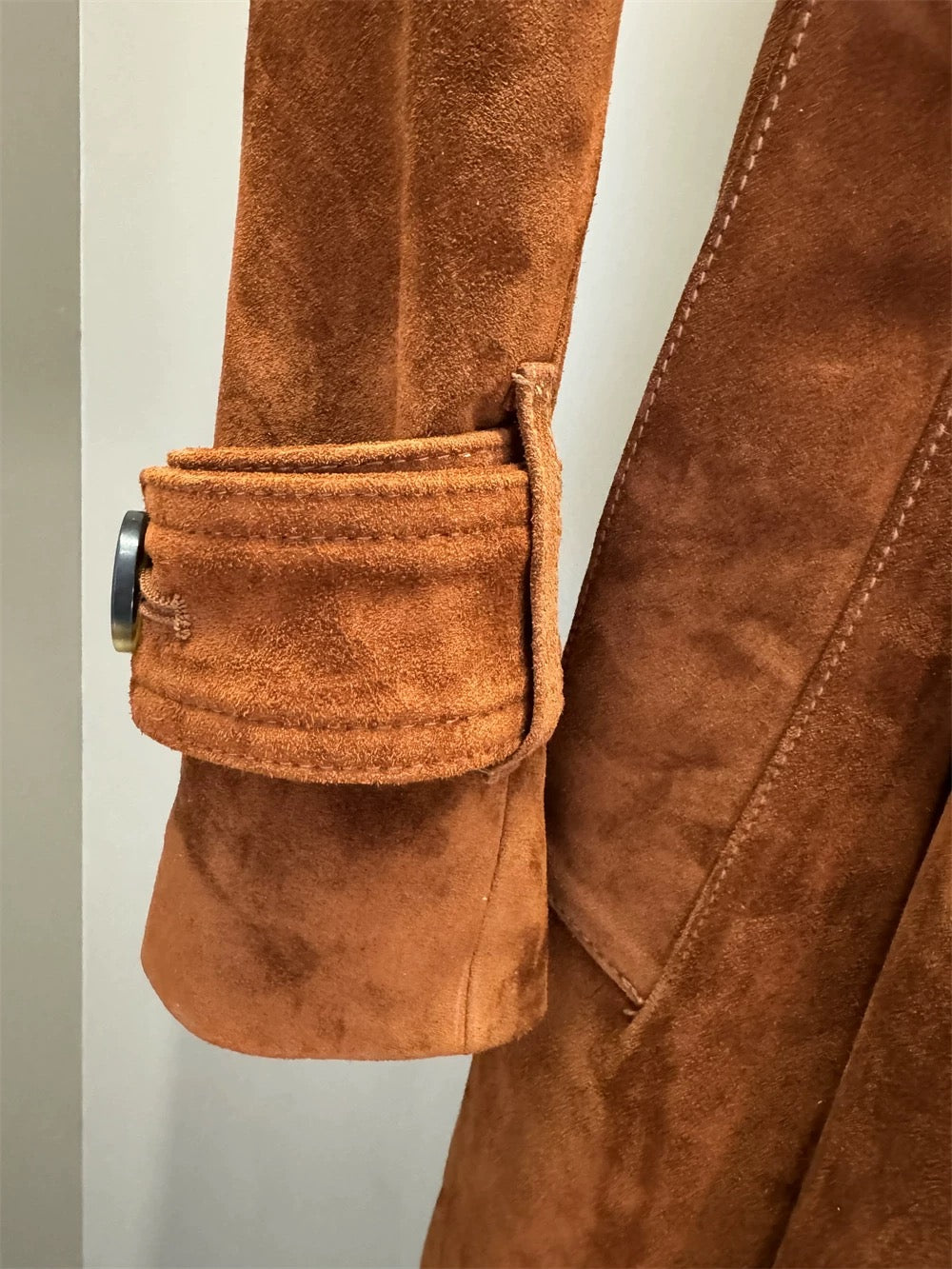 Suede trench coat