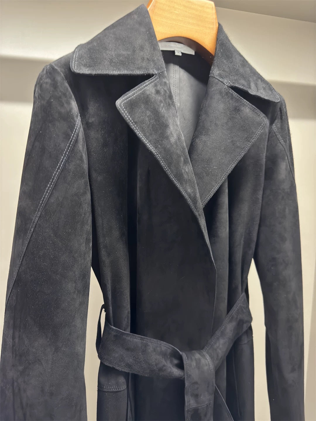 Suede trench coat