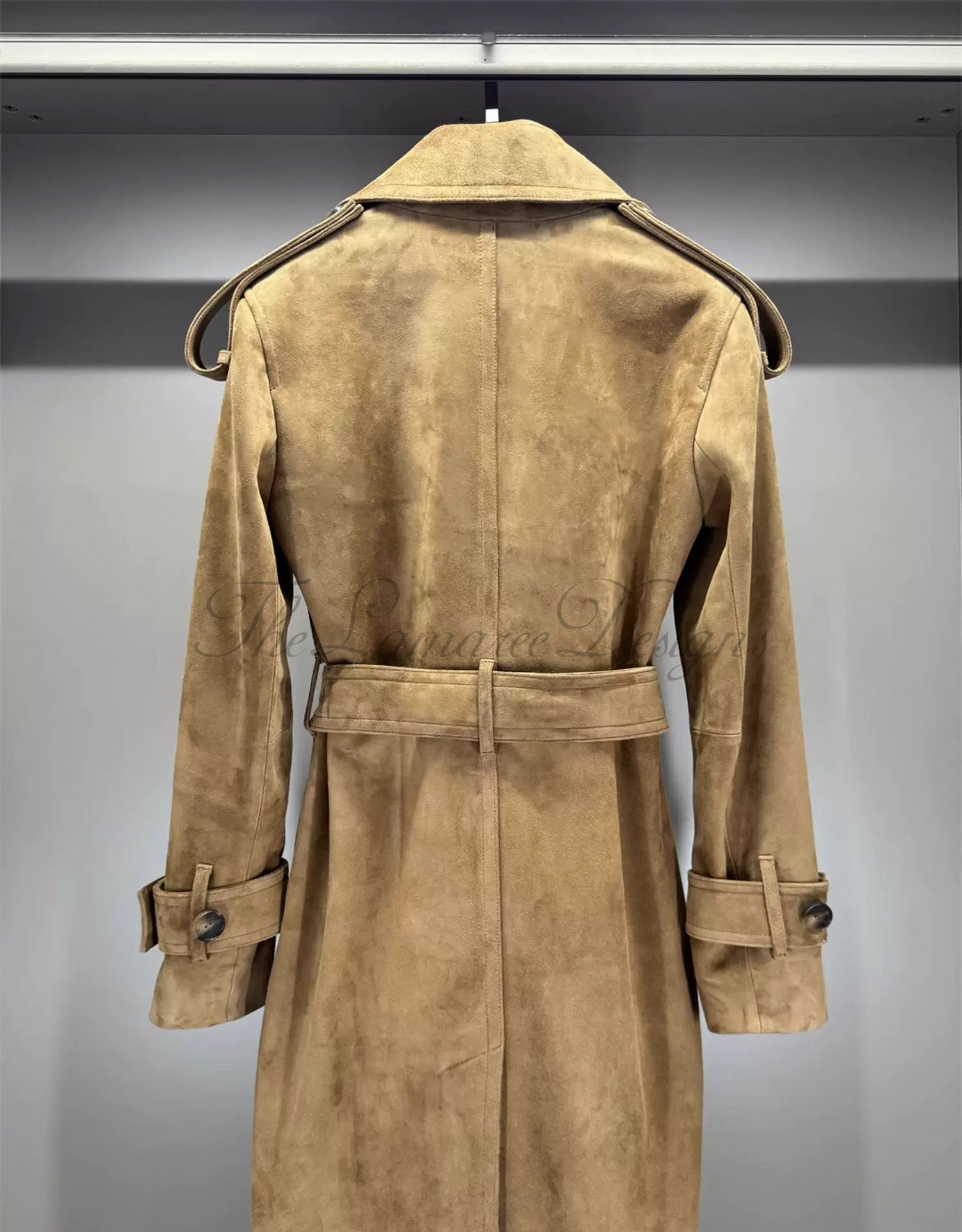 Suede trench coat
