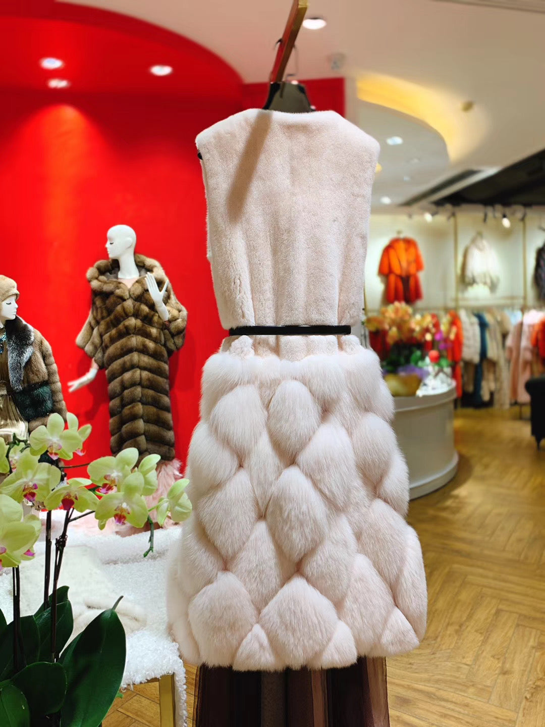 Danish mink and fox sleeveless jacket