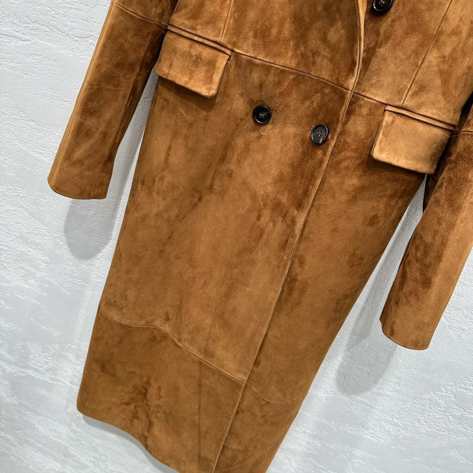 Suede trench coat