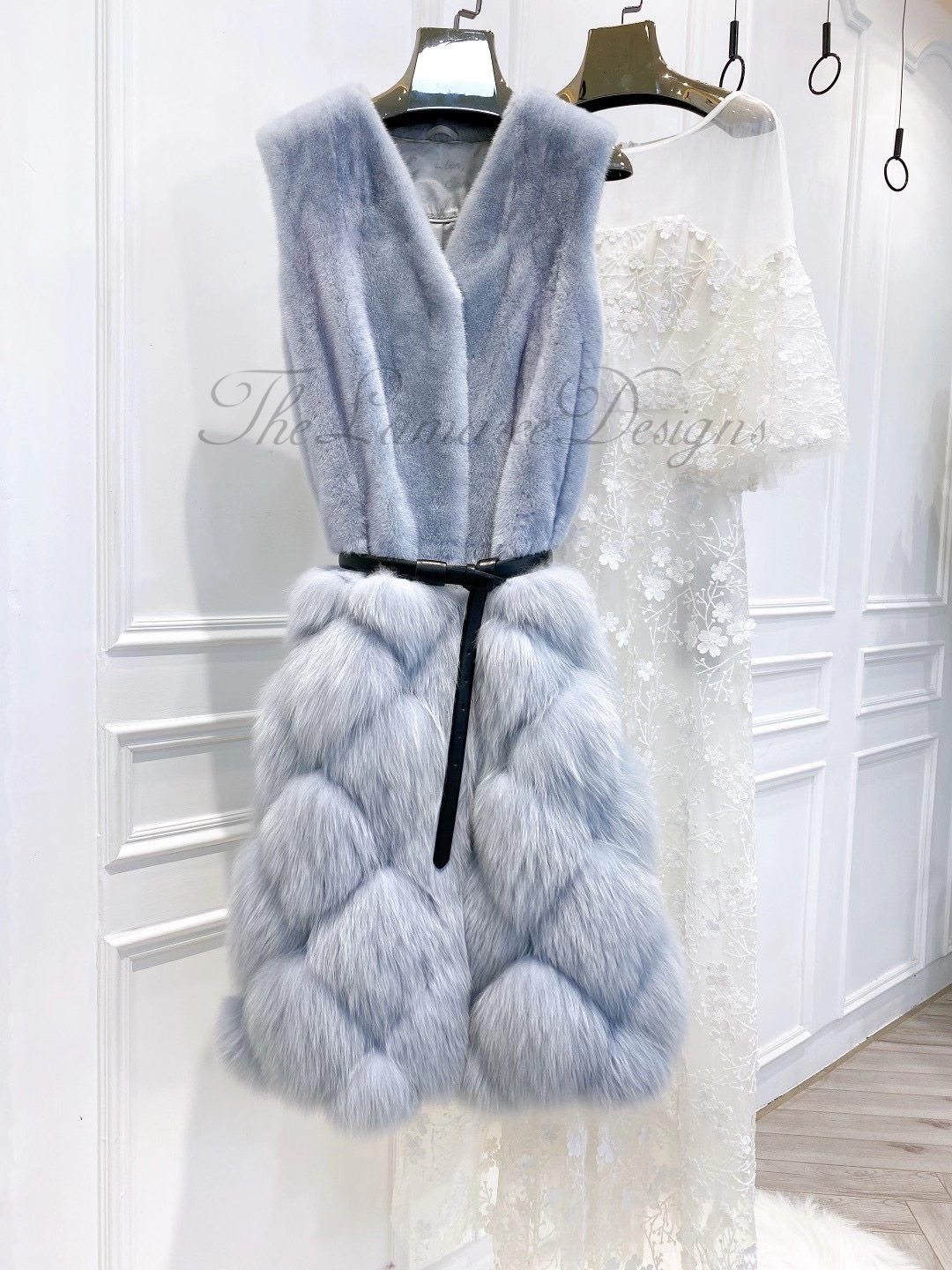 Danish mink and fox sleeveless jacket