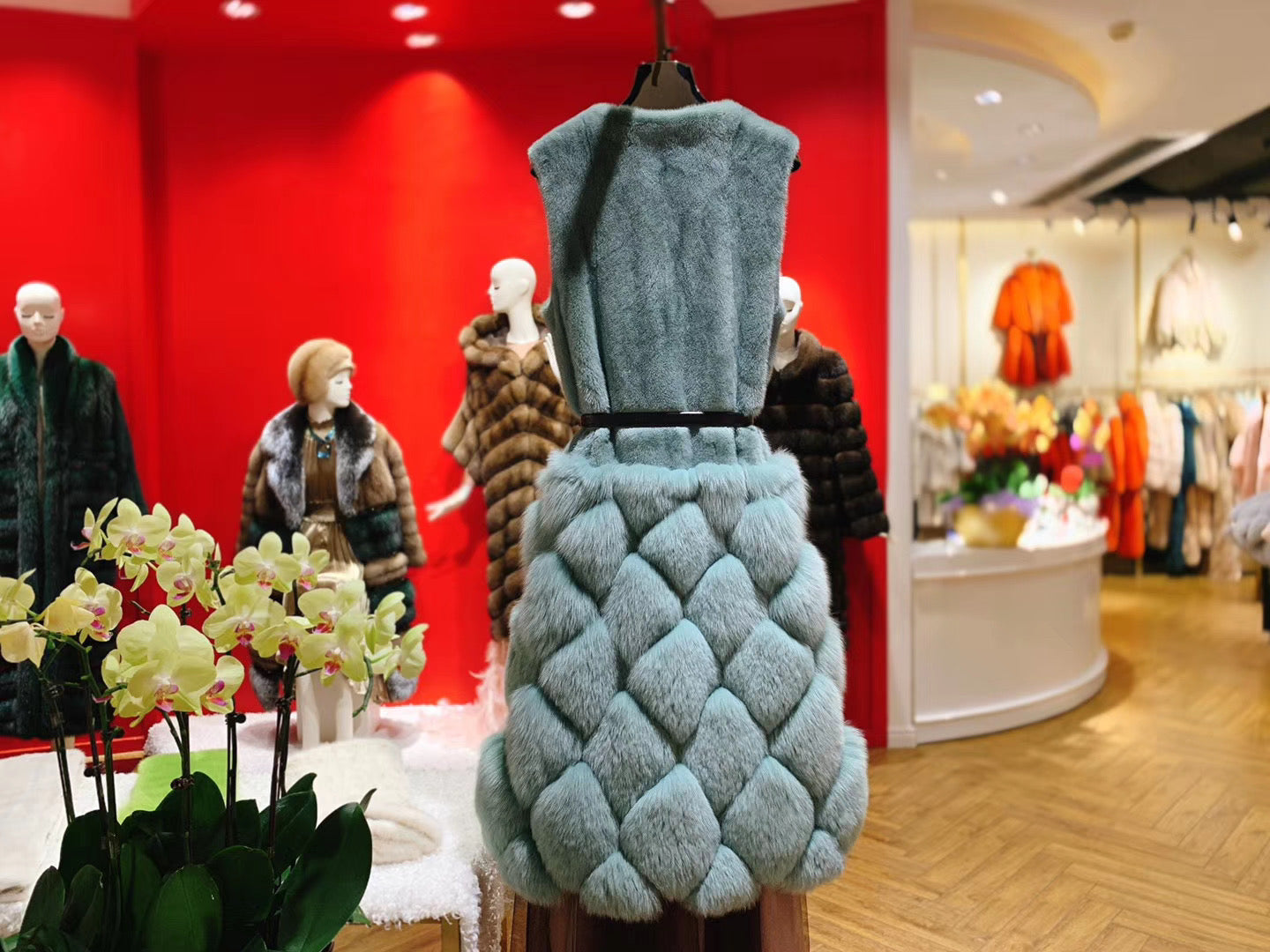 Danish mink and fox sleeveless jacket