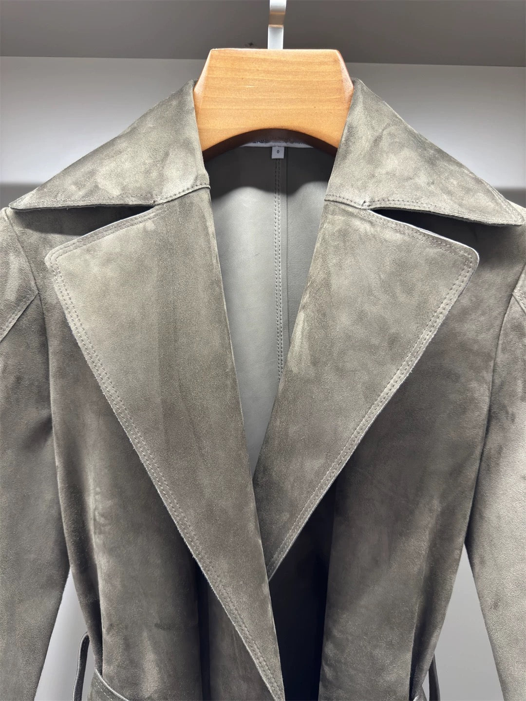 Suede trench coat