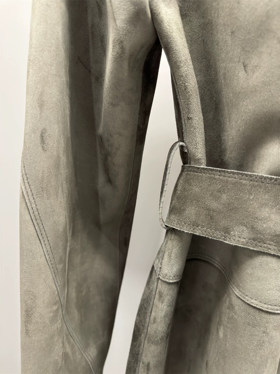 Suede trench coat