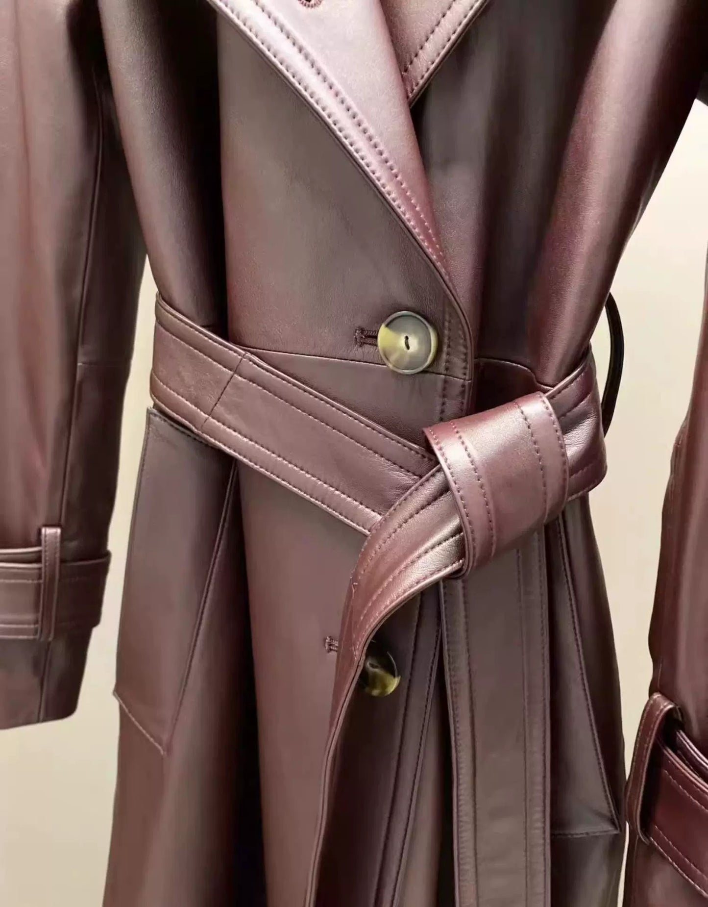 Leather trench coat