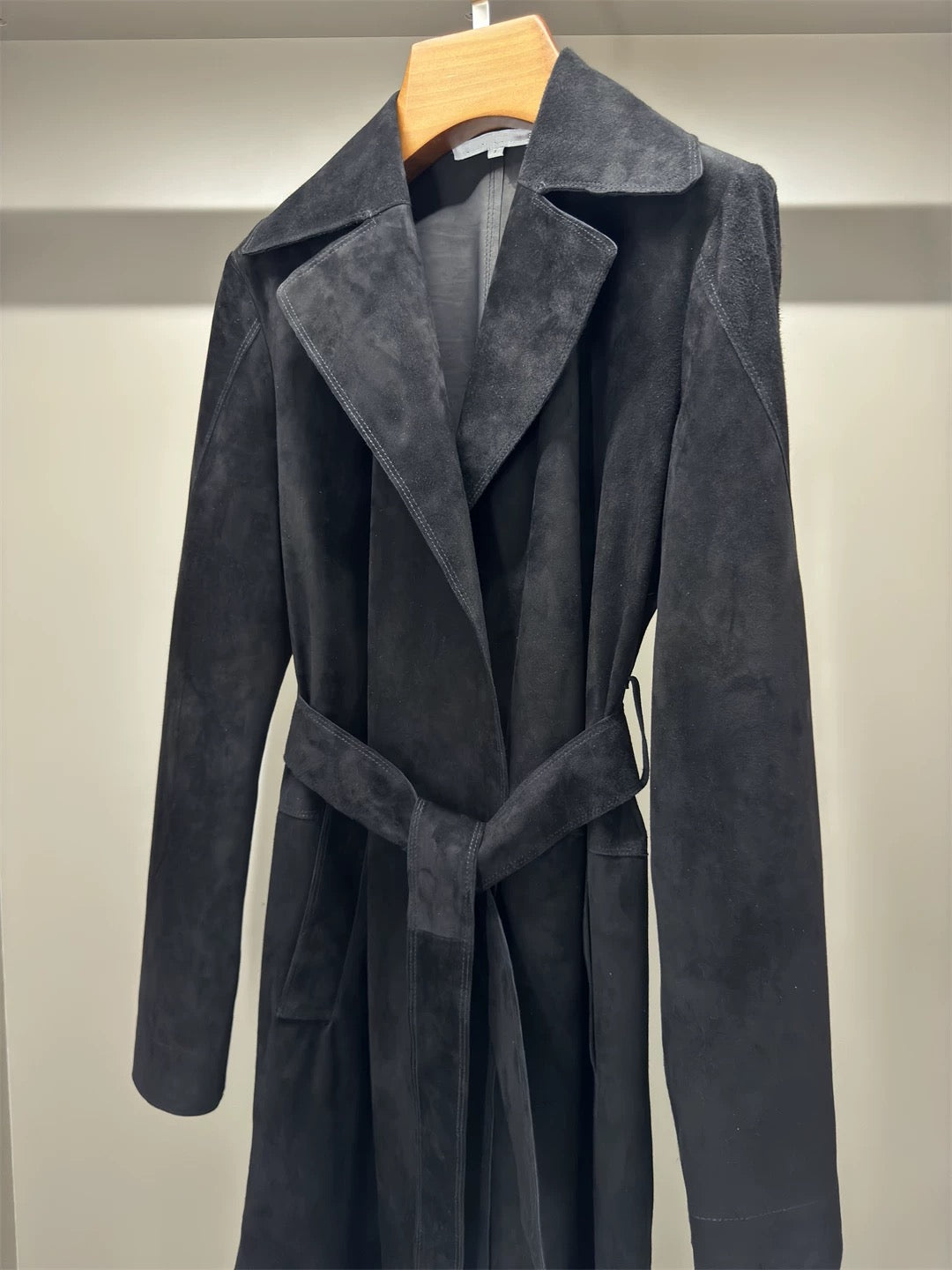 Suede trench coat