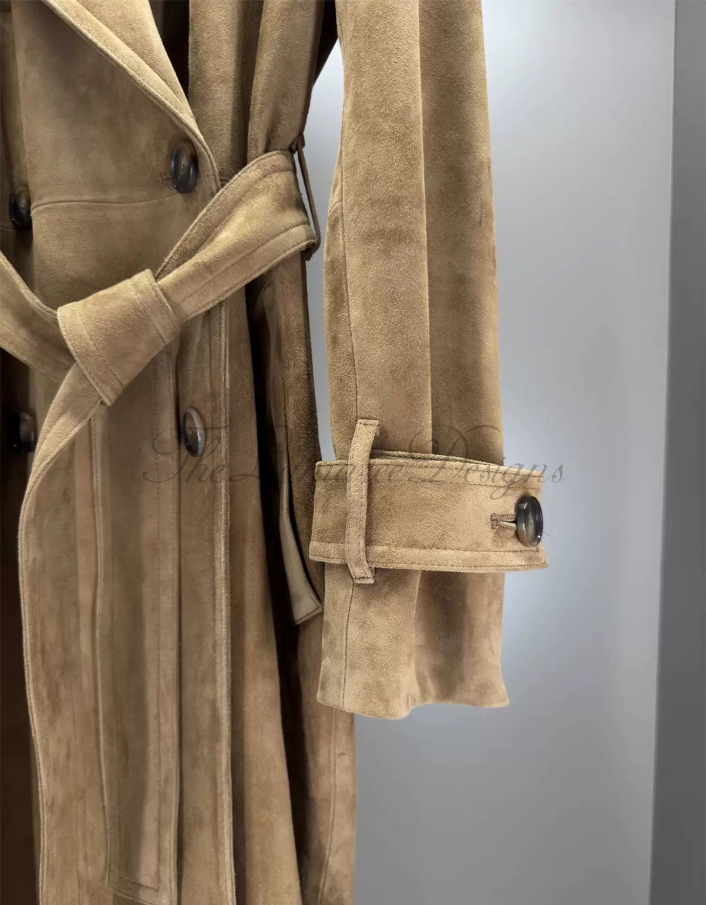 Suede trench coat