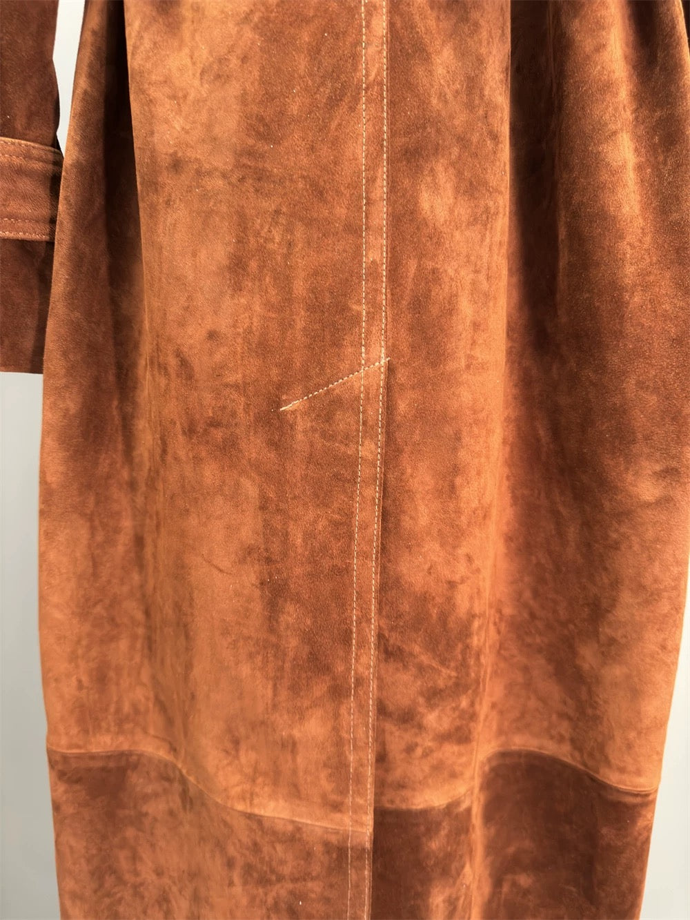 Suede trench coat