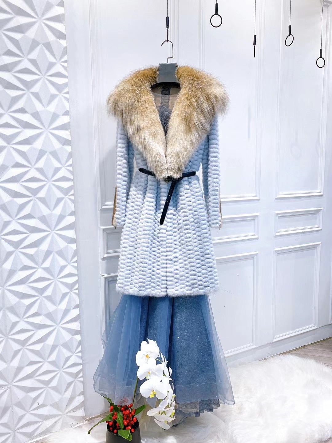 Danish mink and lynx fur coat