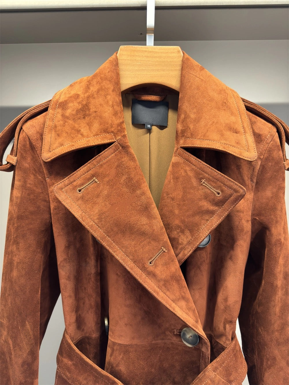 Suede trench coat