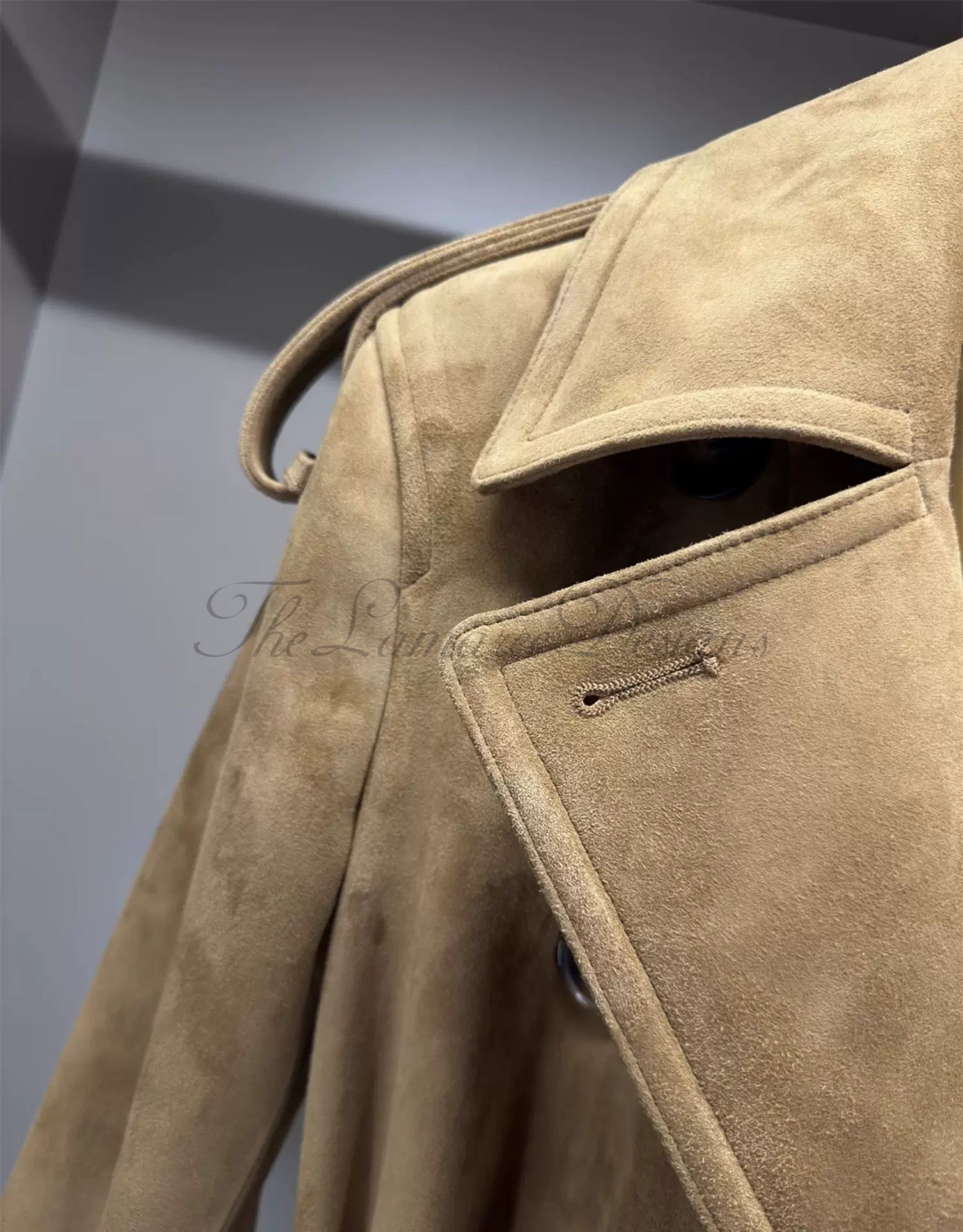 Suede trench coat