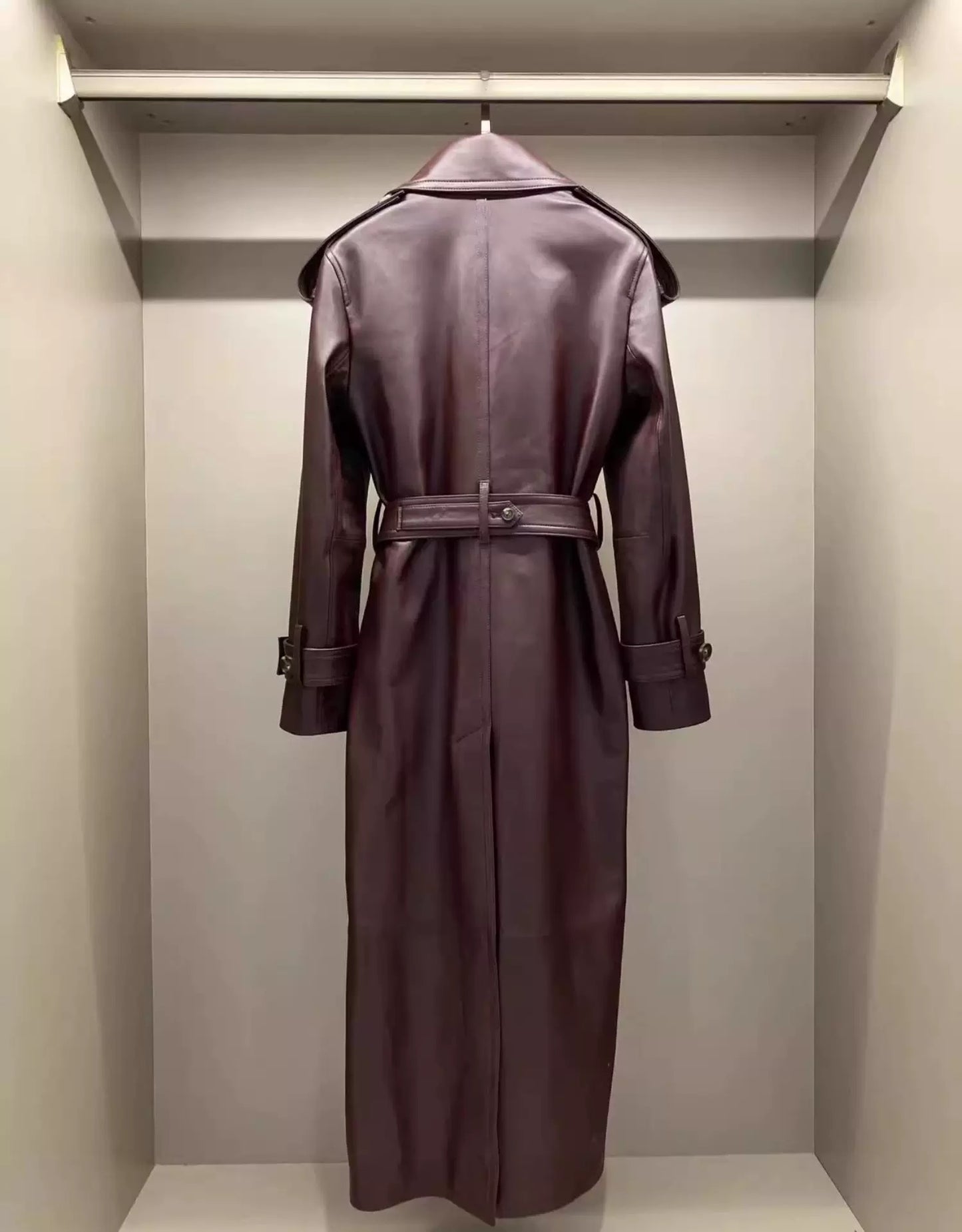 Leather trench coat