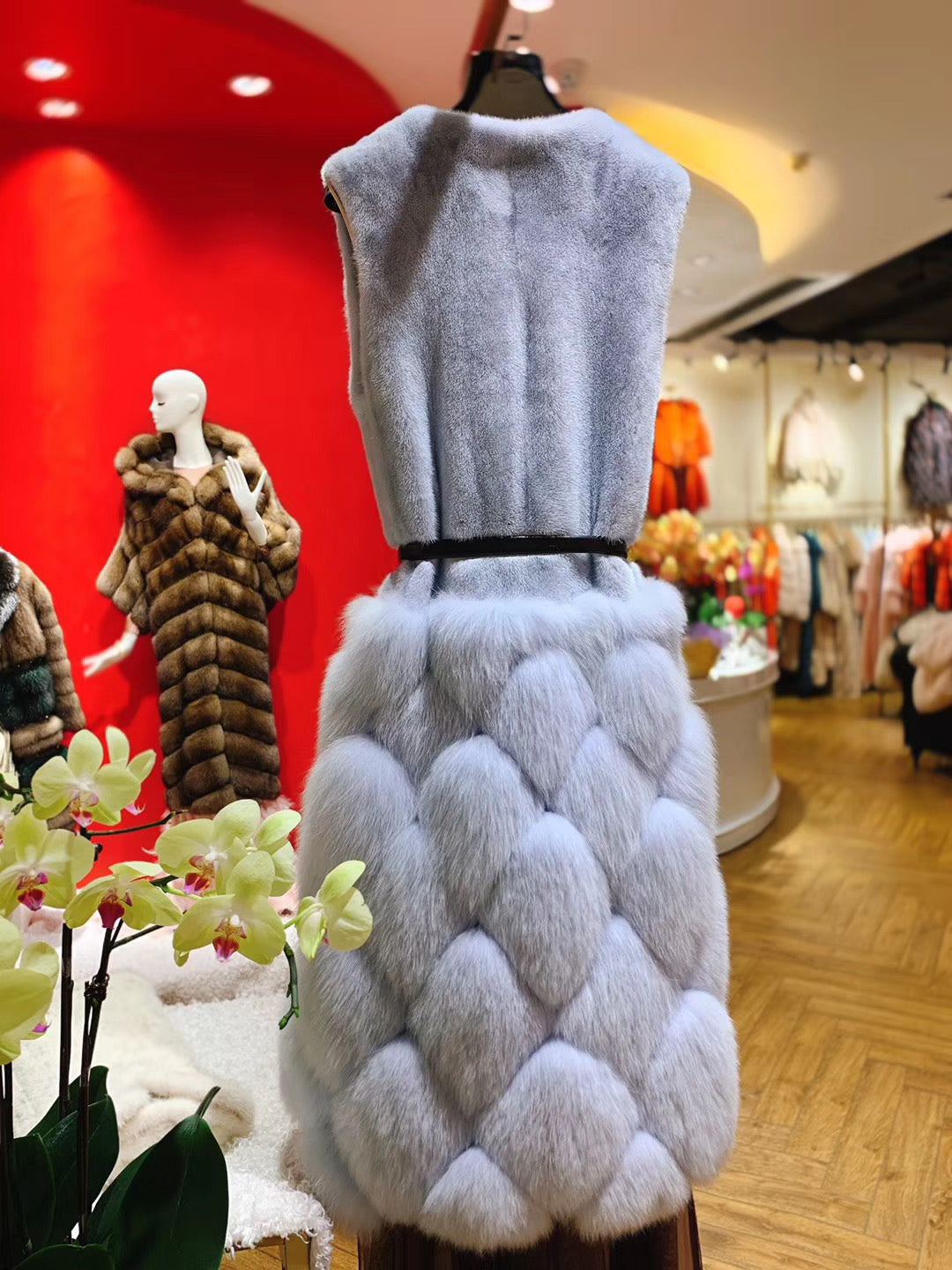 Danish mink and fox sleeveless jacket