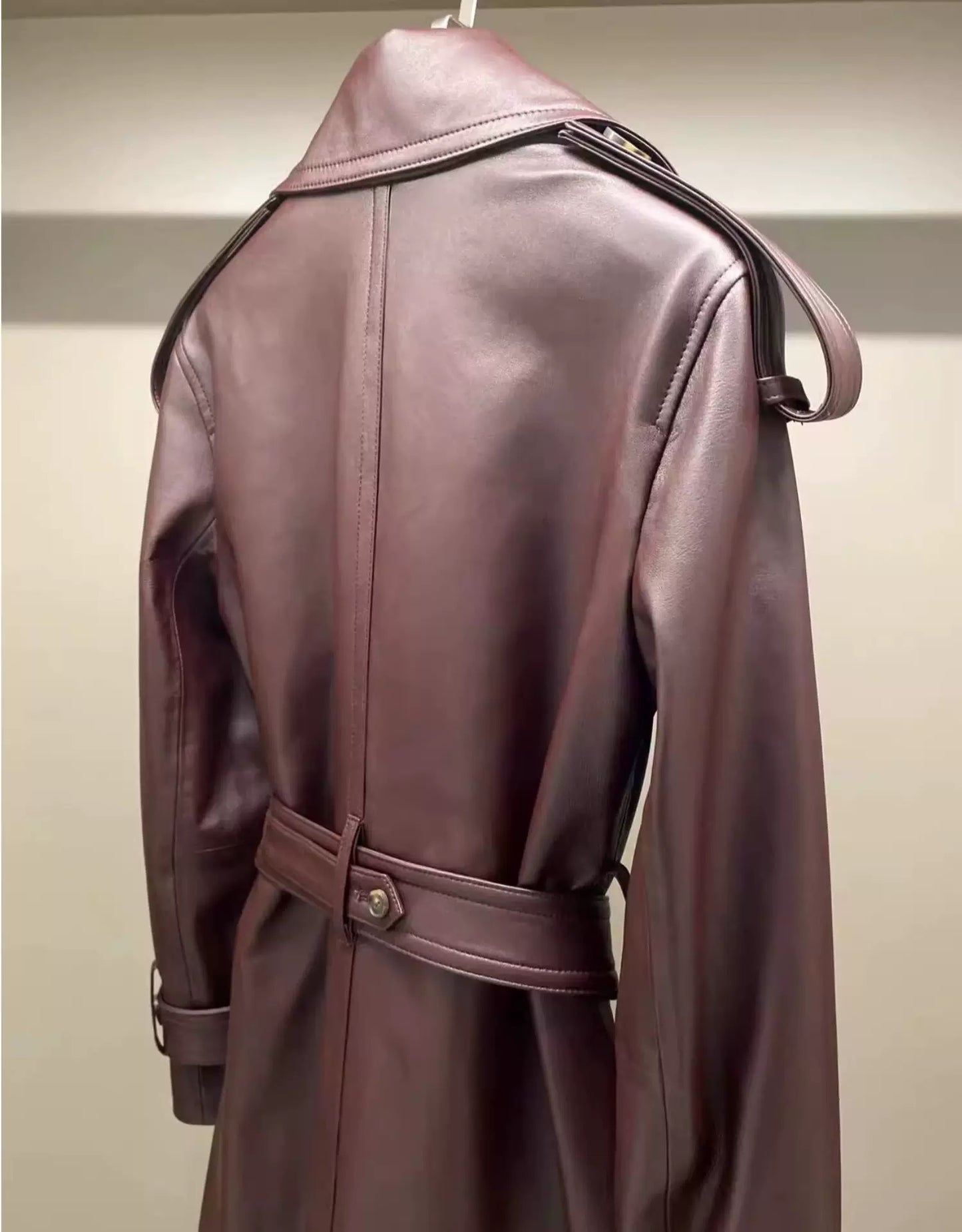 Leather trench coat
