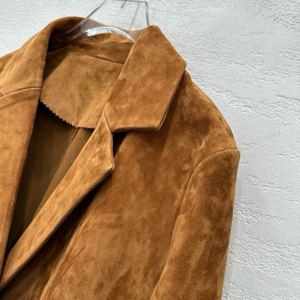 Suede trench coat