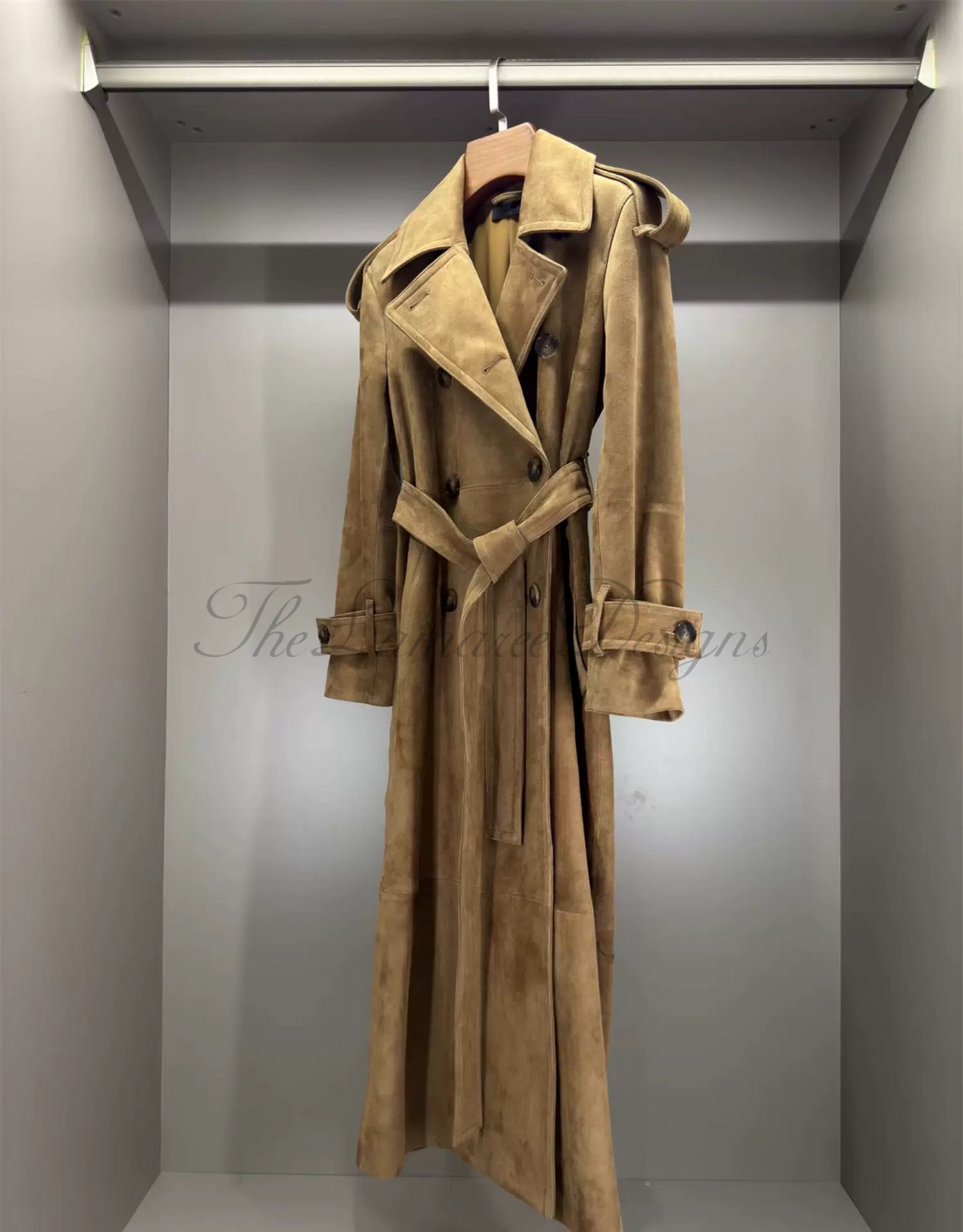 Suede trench coat