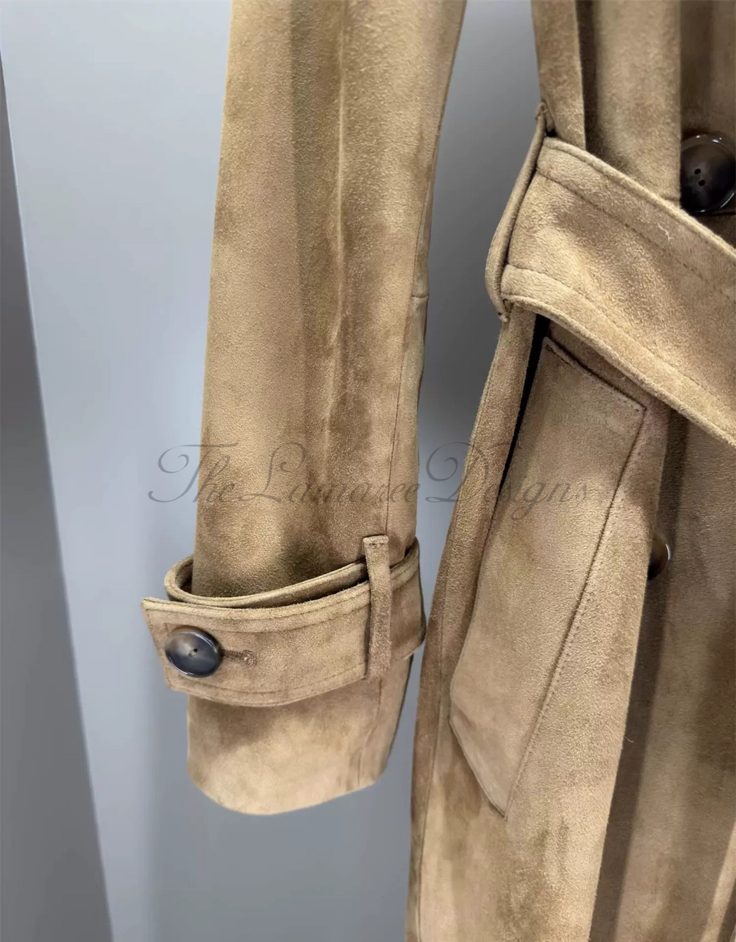Suede trench coat