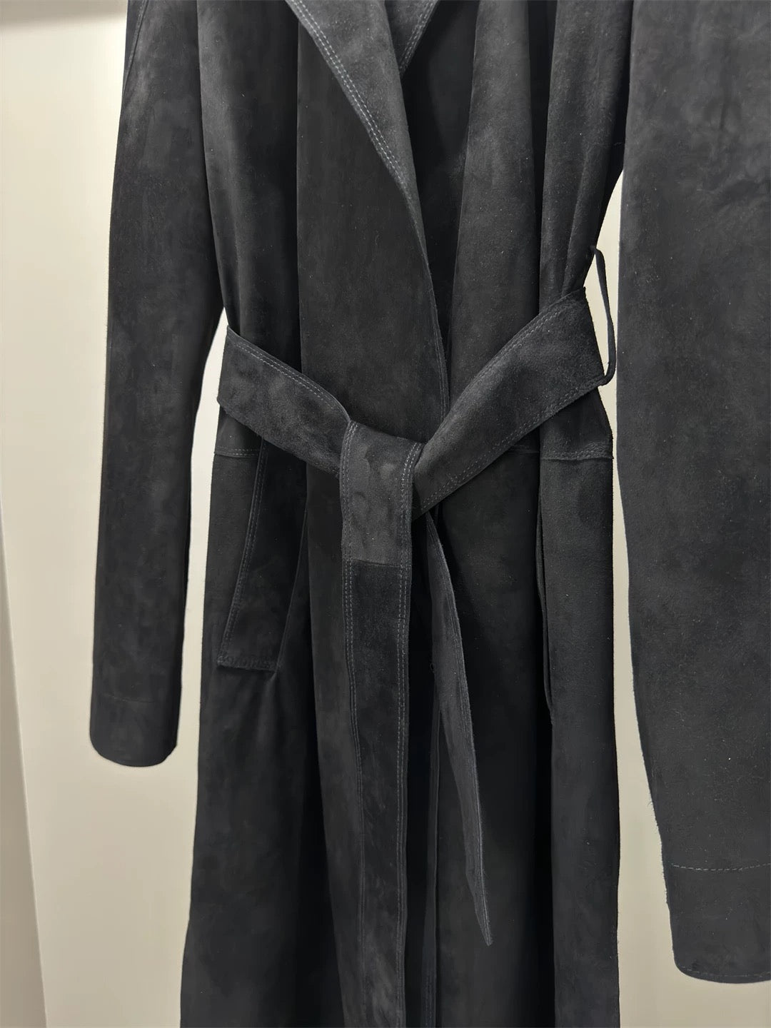 Suede trench coat