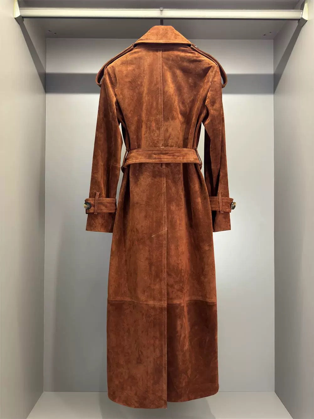 Suede trench coat