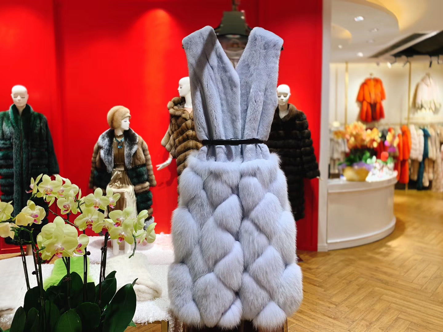Danish mink and fox sleeveless jacket