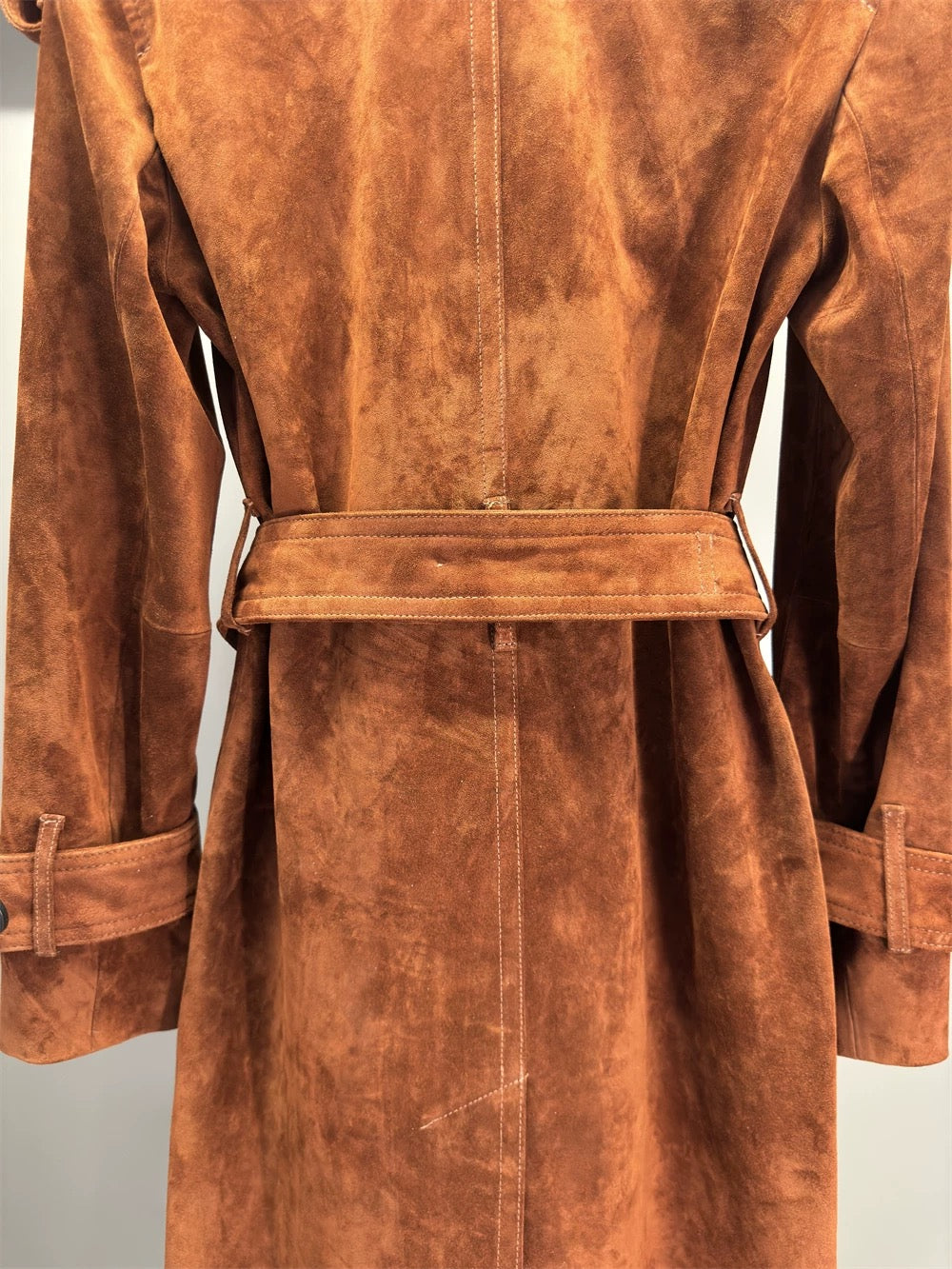 Suede trench coat