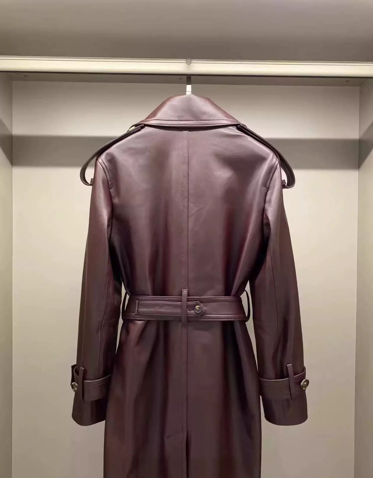 Leather trench coat