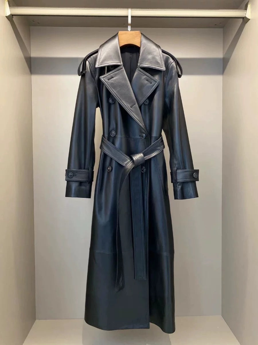Leather trench coat