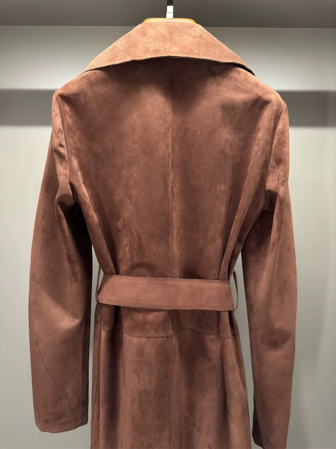 Suede trench coat