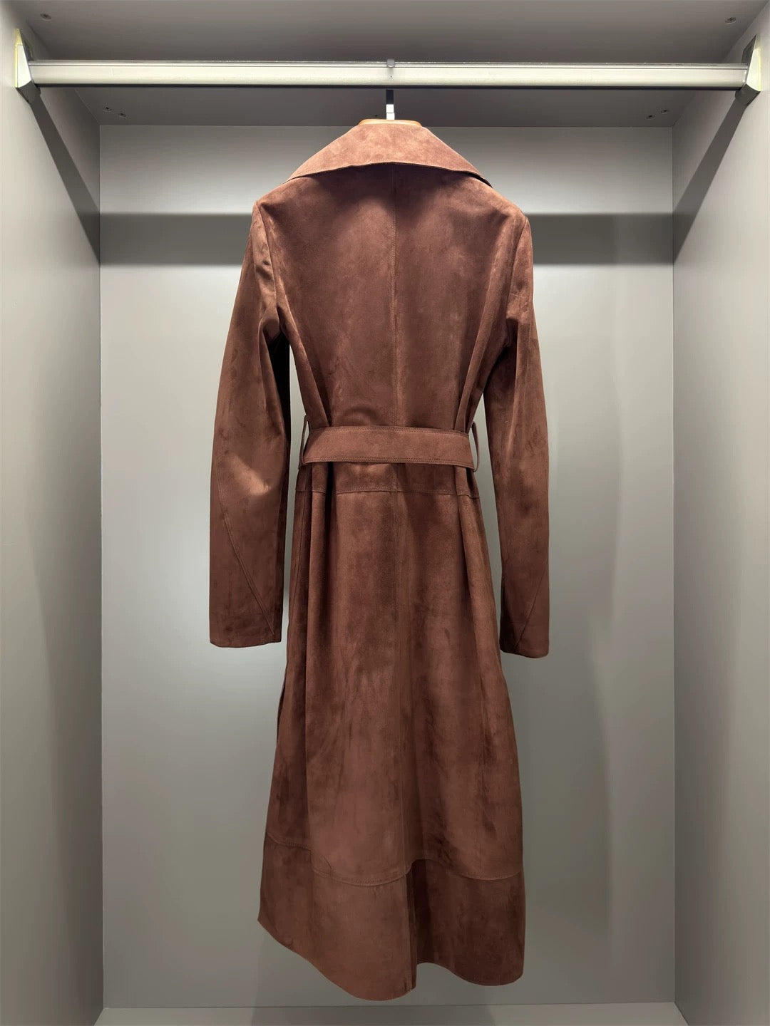 Suede trench coat