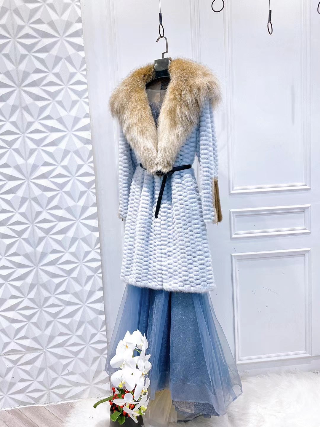 Danish mink and lynx fur coat