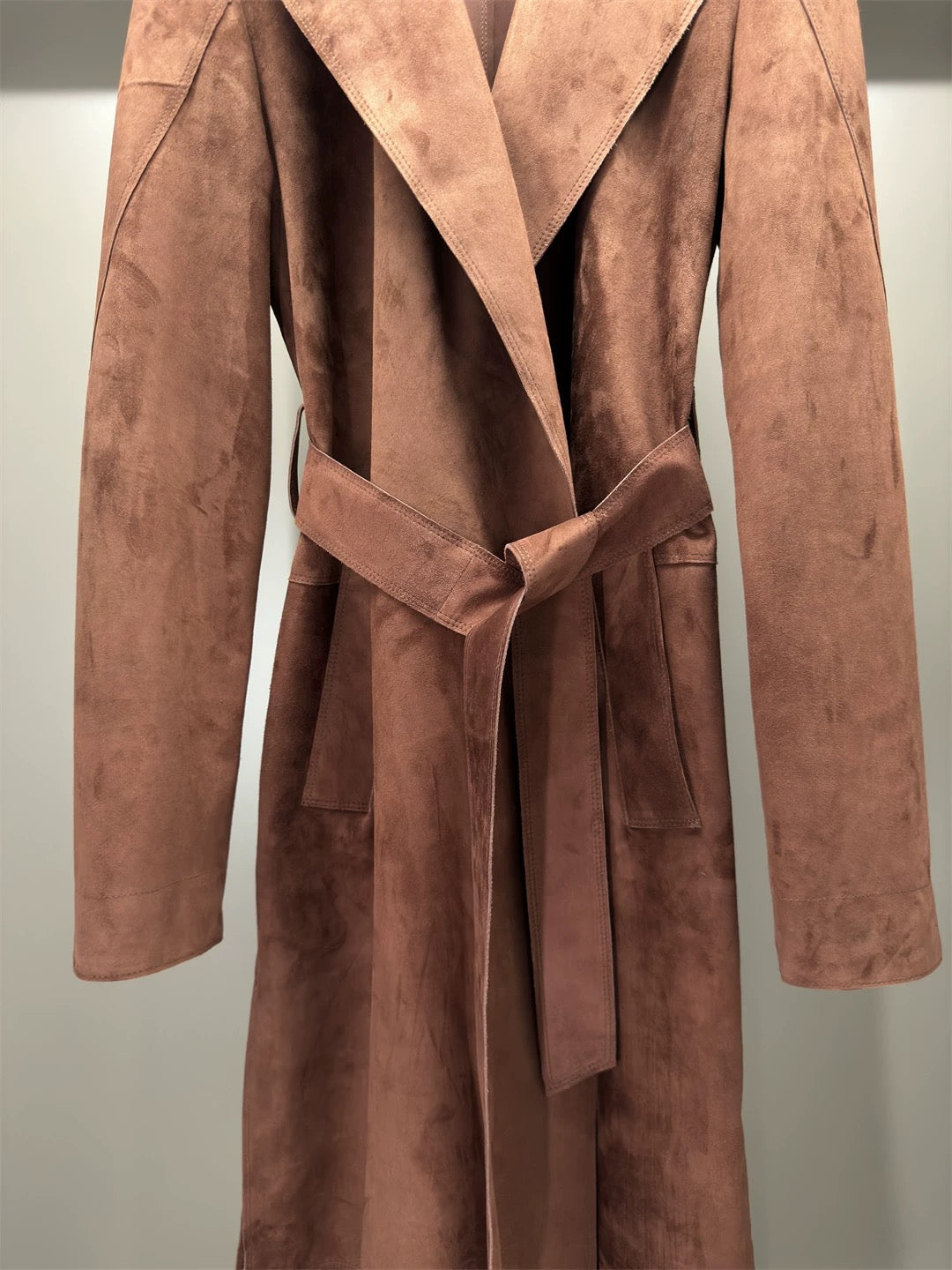Suede trench coat