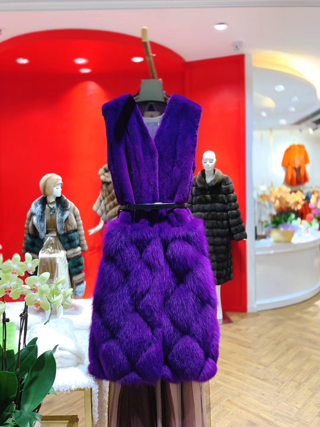 Danish mink and fox sleeveless jacket