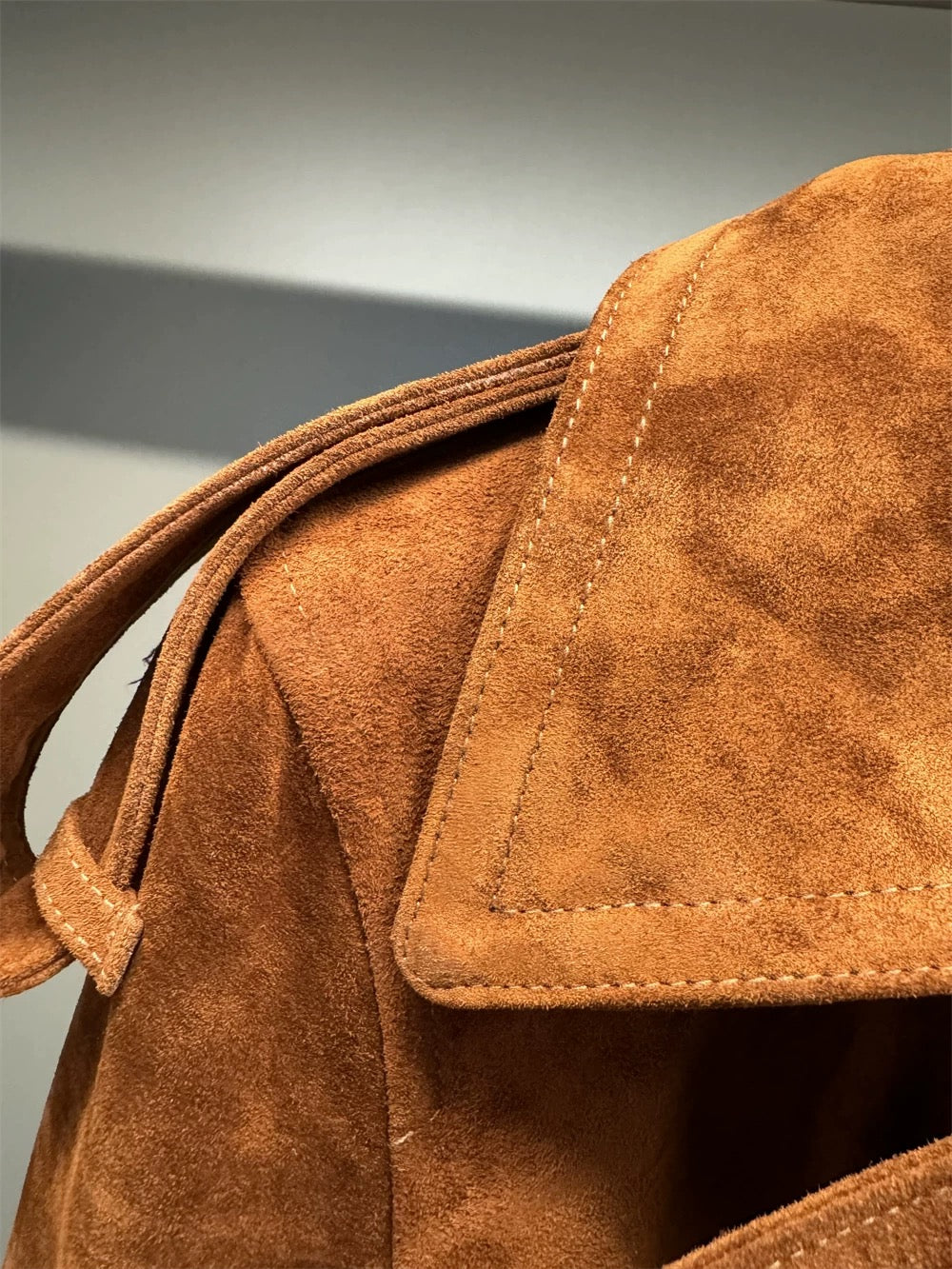 Suede trench coat