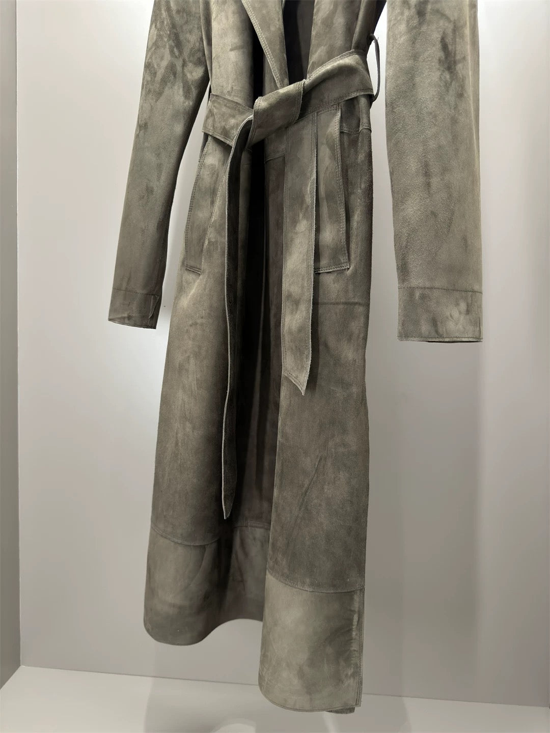 Suede trench coat