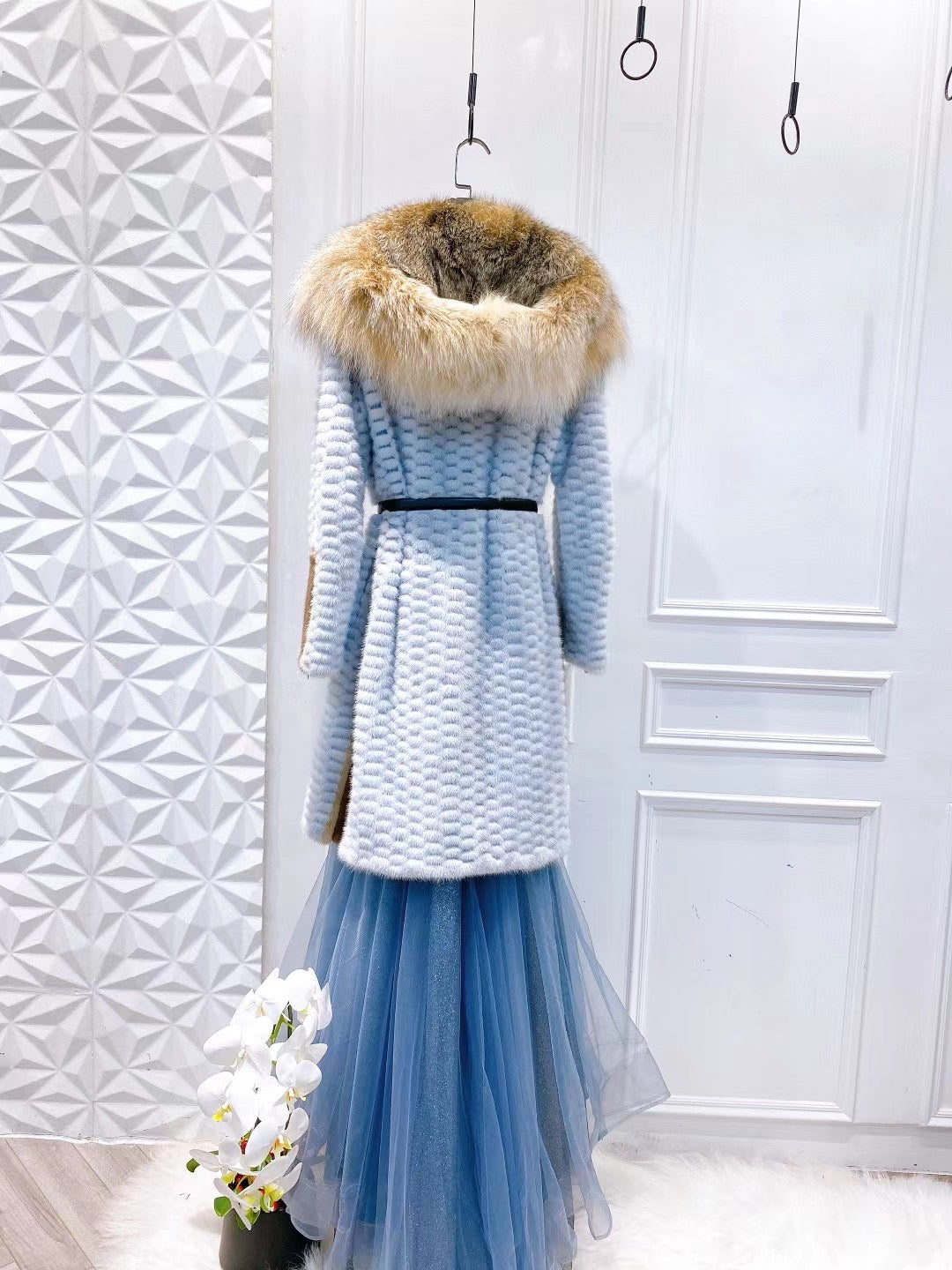 Danish mink and lynx fur coat