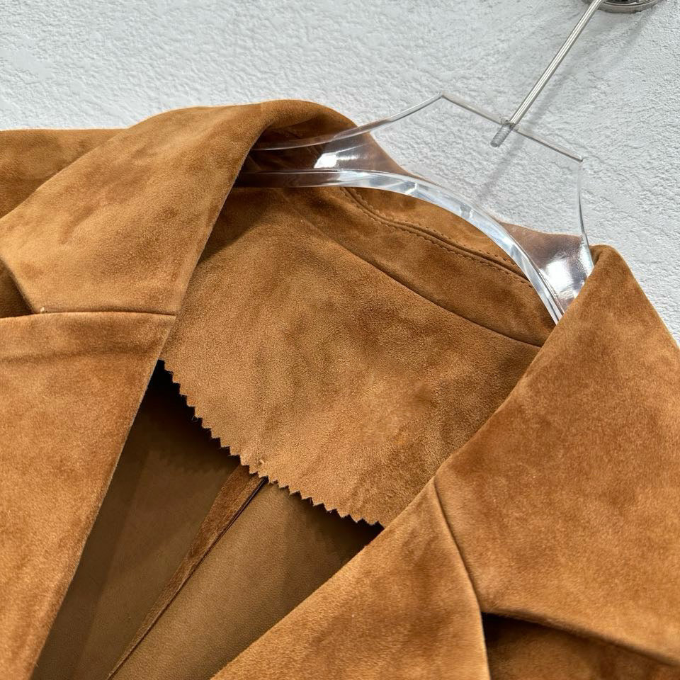 Suede trench coat