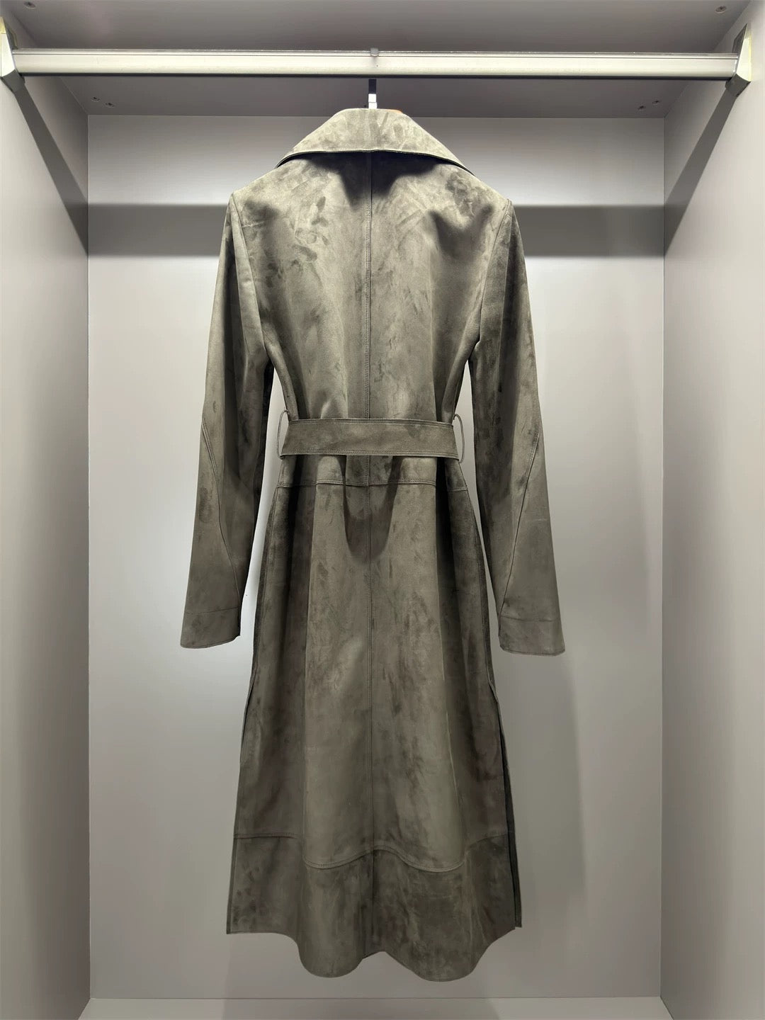 Suede trench coat