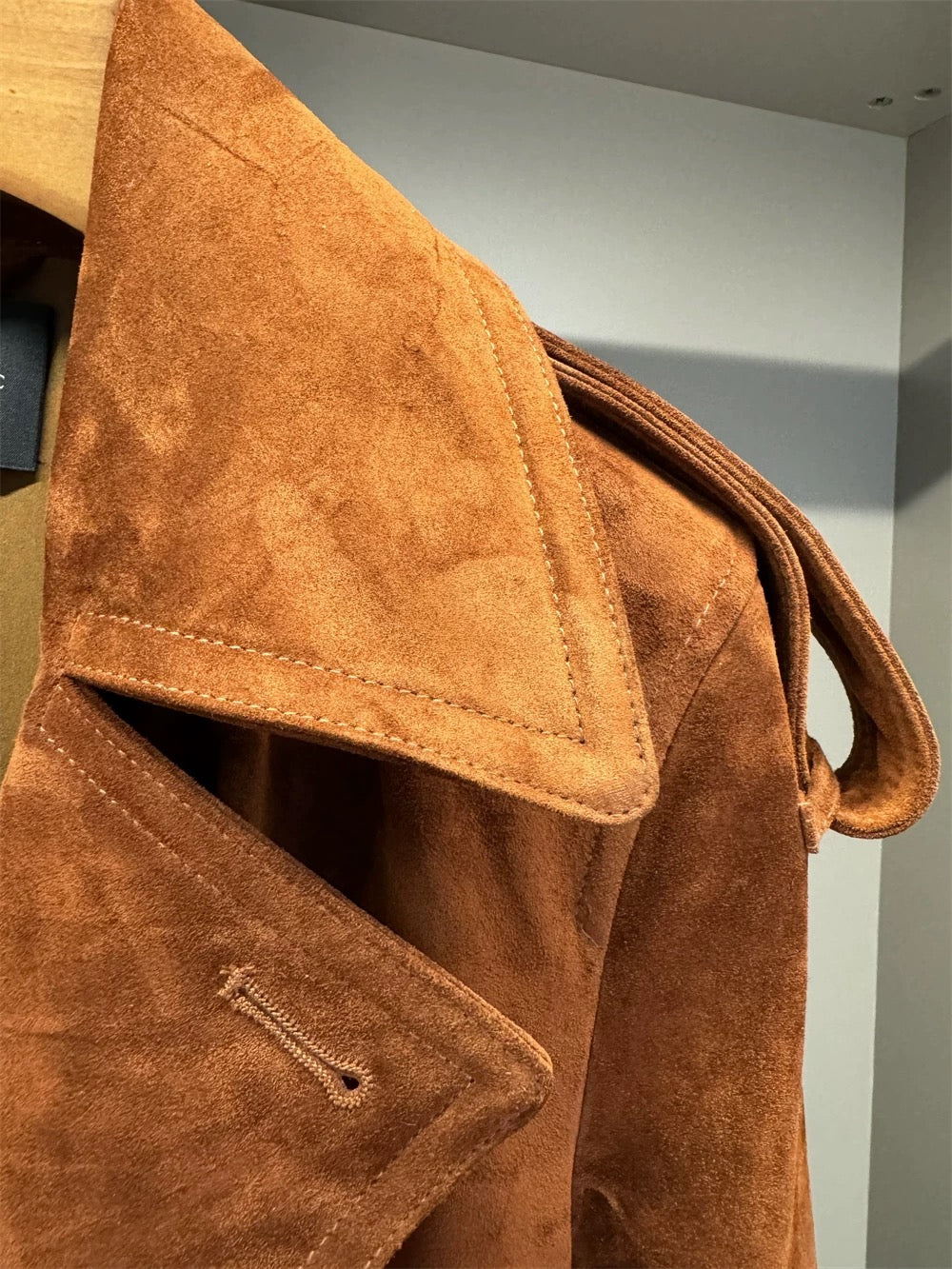 Suede trench coat